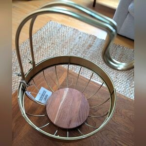 NWT Gold Banana Holder w/bowl  - adjustable, removable holder arm